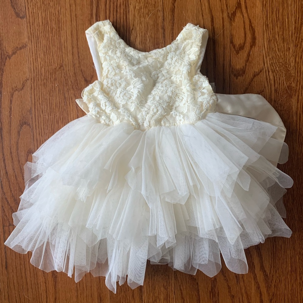 Lace tutu tulle flower girl dress